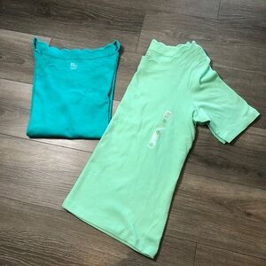 Kim Rodgers Perfectly Soft 100% Cotton Womens XL Scalloped Short Sleeve Shirts